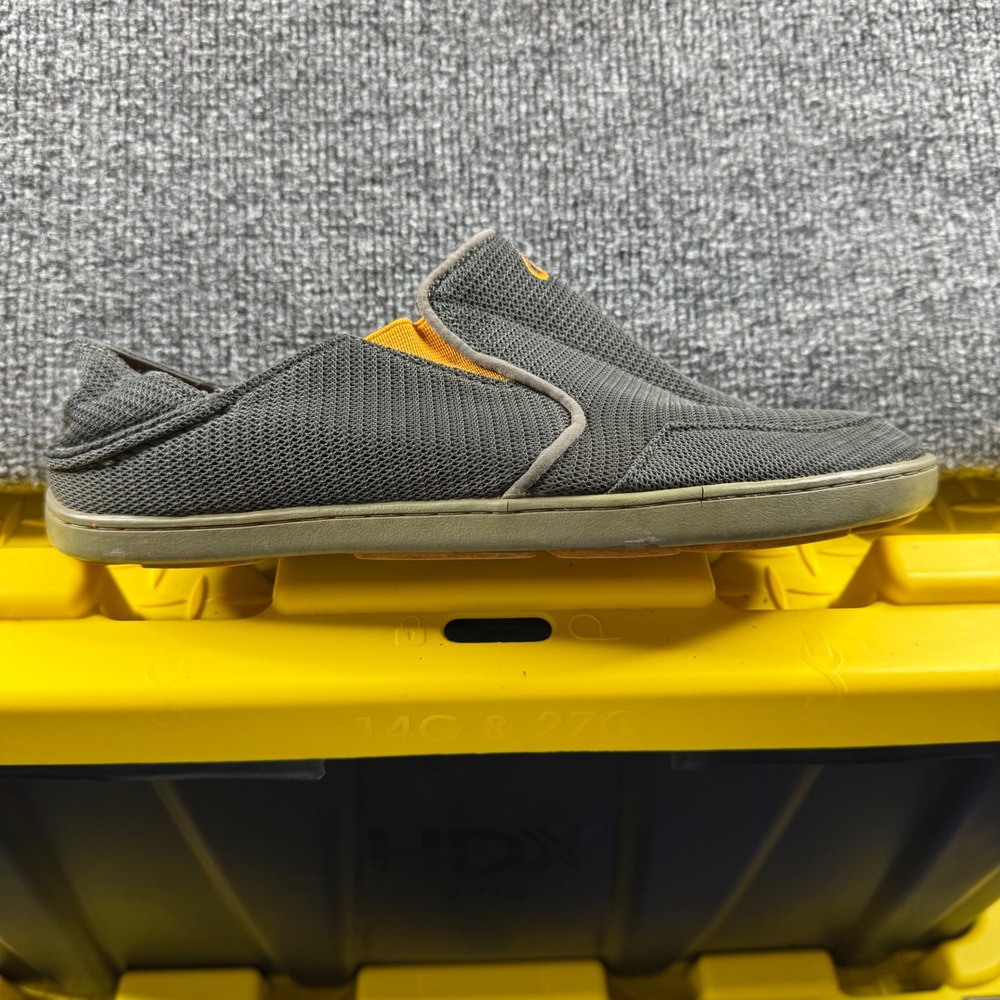 OluKai Nohea Mesh Grey Orange Slip On Shoes Mens 9 Drop-In Heel 10188-4242